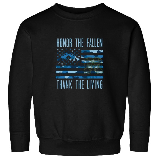 Blue Camo US Flag Honor The Fallen Thank Living Memorial Day Sweatshirts