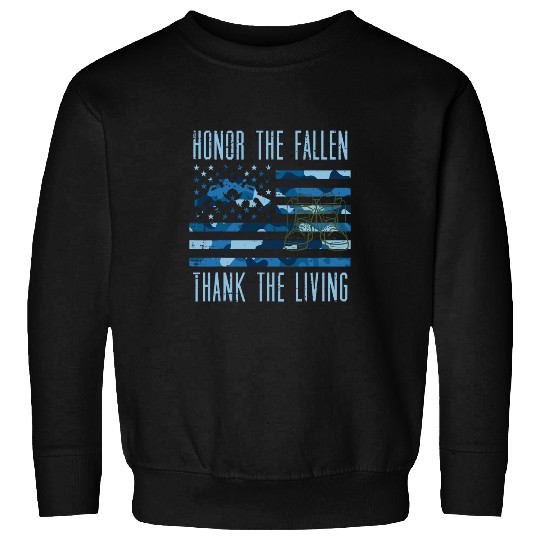 Blue Camo US Flag Honor The Fallen Thank Living Memorial Day Sweatshirts