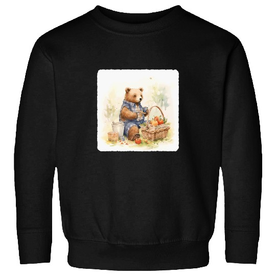 Bear Pet Bear With A Picnic Basket Bear Ready For Picnic With Basket 1 Sweatshirts