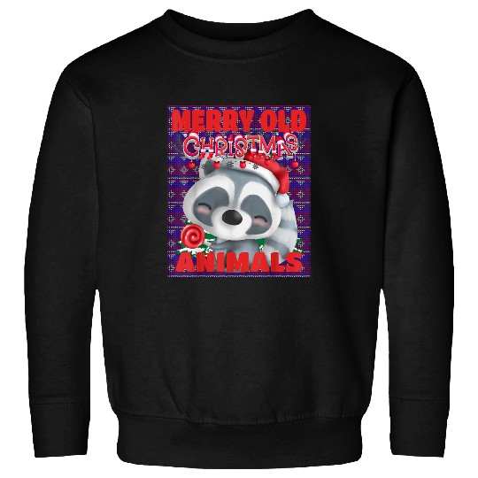 Raccoon Pet Ugly Merry Old Christmas Animals Sweater Lollipop Raccoon Sweatshirts