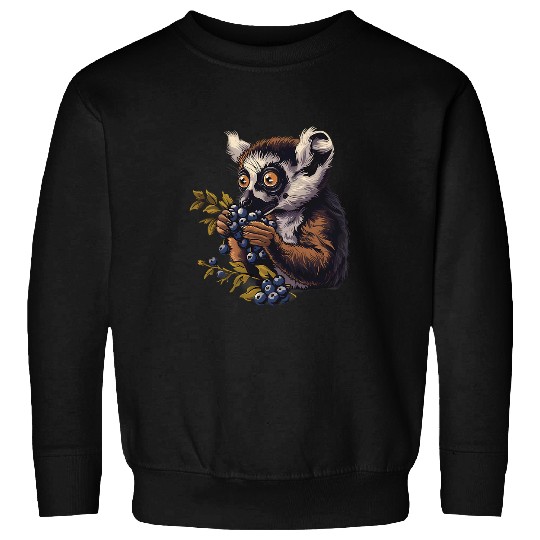 Lemur Pet Blueberry Lemur Blueberries Artwork Motif Wildlife Nature Sweatshirts