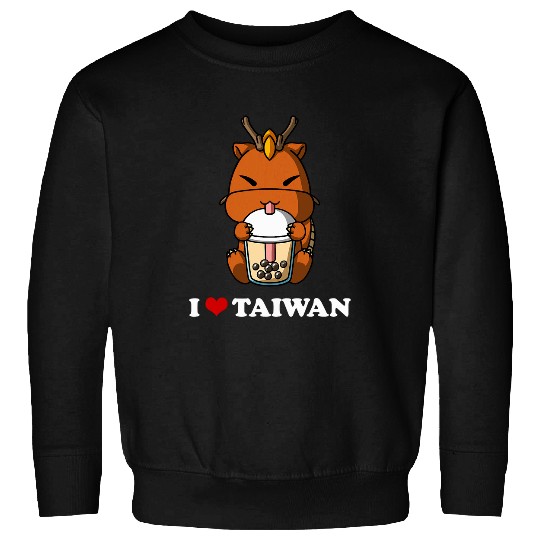 Dragon Pet Kawaii Cute Anime Chinese Dragon Bubble Tea I Love Taiwan Sweatshirts