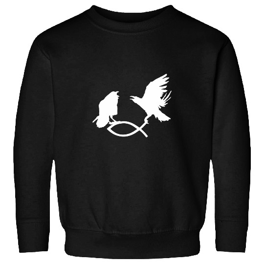 Hugin Munin Catch Christian Fish Odin Thor Viking Sweatshirts