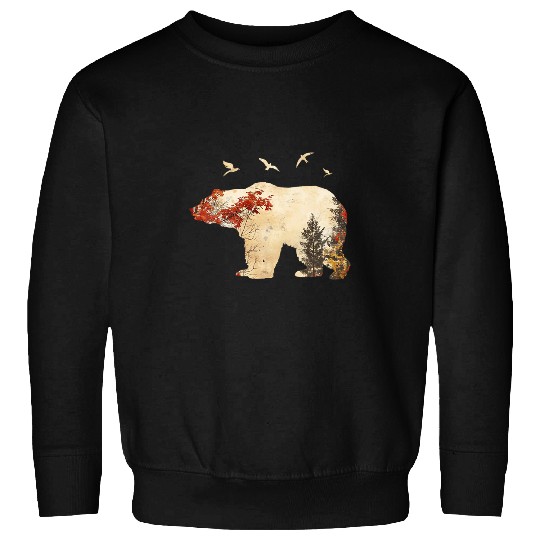 Bear Pet Nature Bear Autumn Forest Fall Leaves and Trees Wildlife Sweatshirts