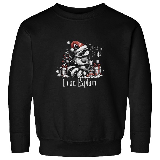 Raccoon Pet Dear Santa I Can Explain Raccoon Christmas Raccoon Santa Sweatshirts