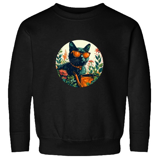 Cool cat loves gardening costume for gardener and plants fan Sweatshirts