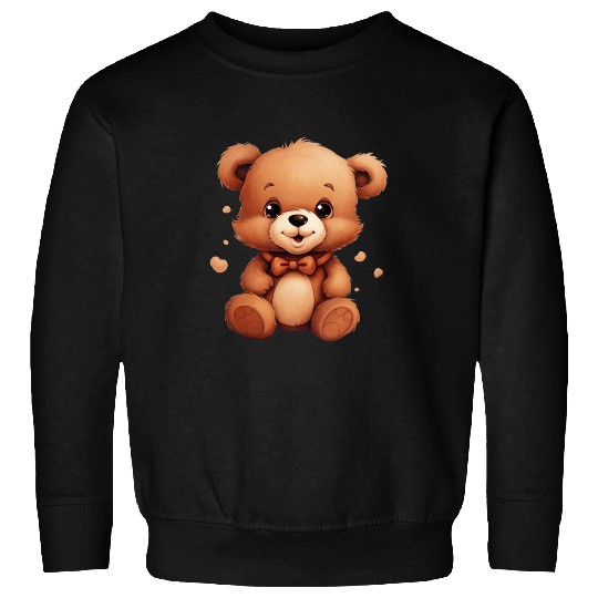 Bear Pet Teddy Bear Kawaii Cute Brown Tan Cartoon Happy Beige Retro Sweatshirts
