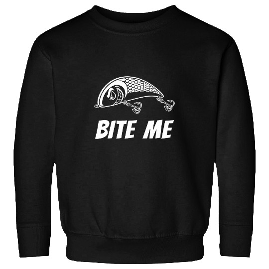 Bite Me Fishing Lure Graphic Image Skull Fish Skeletons Men 2 Sweatshirts