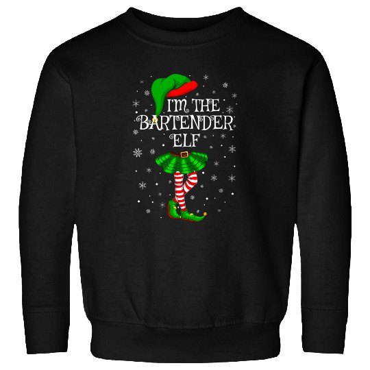 Bartender Elf Christmas Matching Family Women Girls Elf Sweatshirts