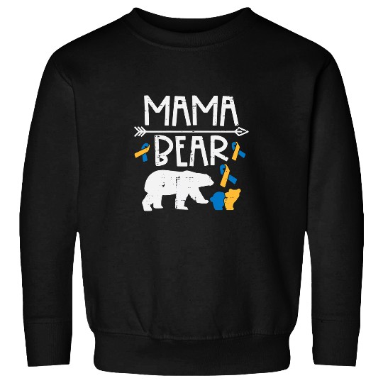 Bear Pet Down Syndromes Awareness Mama Bear T21 Family Mom Mommy Women Sweatshirts