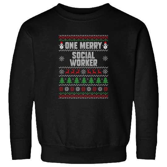 One Merry Social Worker Christmas Social Services Counselor Sweatshirts