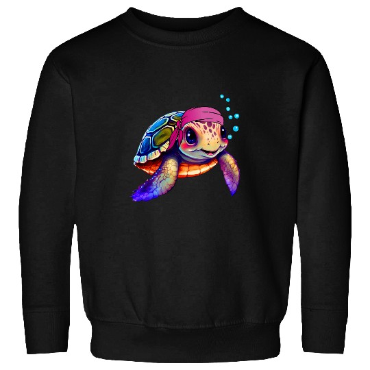 Turtle Pet Cute Colorful Turtle Tortoise With Bandana Sea Lover Beach Sweatshirts