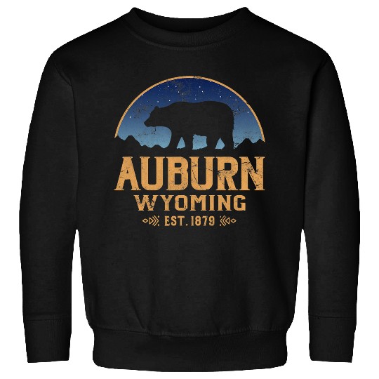 Auburn Wyoming WY Bear Wildlife Est 1879 Nature Hiking Sweatshirts