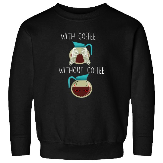 Coffee Fun Angel Wings Devil Horns Design Sweatshirts