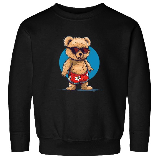 Bear Pet Cool Fun Teddy Bear in swimming trunks and Sunglasses Sweatshirts