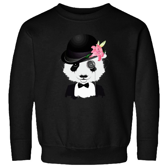 Panda Pet Chic panda bear with melon monocle and lily Sweatshirts