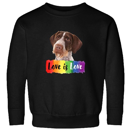 Love is Love Rainbow Dog Pointers German Wirehaired Sweatshirts