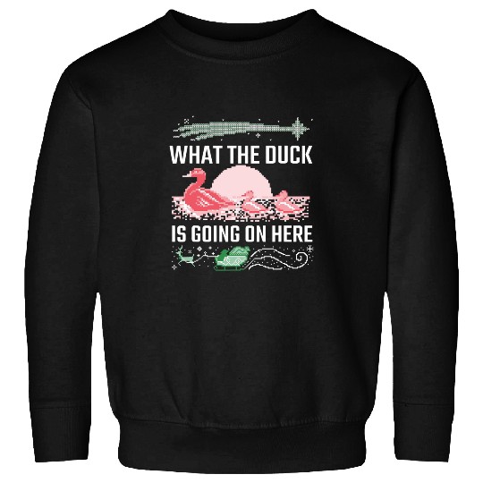 Duck Pet What the Duck Sleigh Ducks Poinsettia Ugly Christmas Sweatshirts