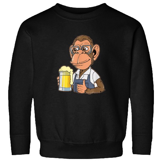Beer Fun Ape Drinking Beer Drunk Monkey Gorilla Beer Drinker Sweatshirts