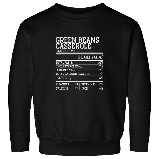 Green beans Casserole Nutrition Facts Funny Thanksgiving Sweatshirts