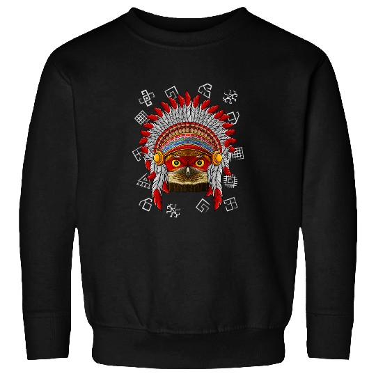 Owl Pet Indigenous Owl Native American Indian Headdress Sweatshirts