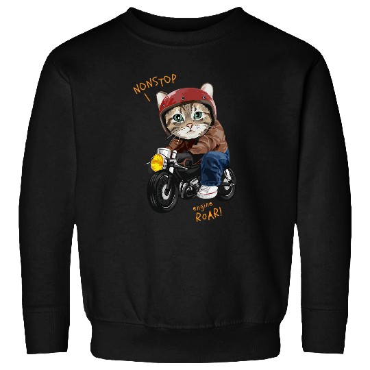 cat bike motorcycle funny cat rider biker funny cat Sweatshirts