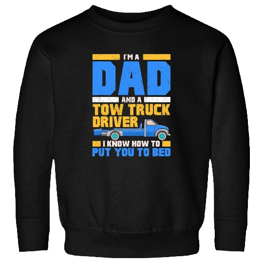 Mens Tow Truck Driver Dad Tow Trucker Yello Line Funny Gift Sweatshirts