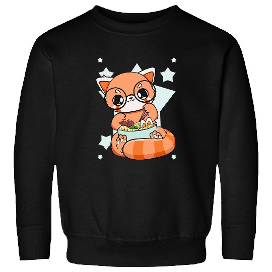 Panda Pet Chinese Red Panda Eating Ramen I Love Ramen Noodles 8 Sweatshirts