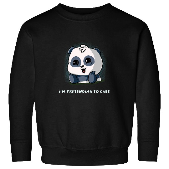 Panda Pet Im Pretending To Care Introvert Music Fan Nerd Panda Bear Sweatshirts