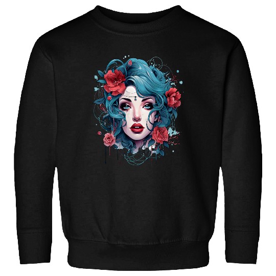 Chicano Girl Mexico Flowers Death Pretty Sweatshirts