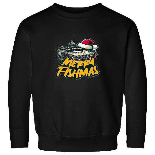Christmas Santa Sturgeon Fishing Fishermen Merry Fishmas Sweatshirts