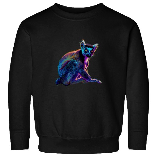 Lemur Pet Madagascar Monkey Artwork Animal Print Drawing Lemur Sweatshirts