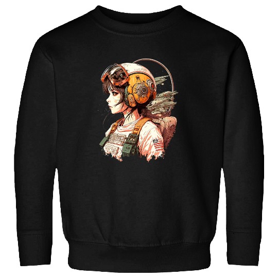 Meditating Astronaut Girl In For Space Anime 80s Retro Women Sweatshirts