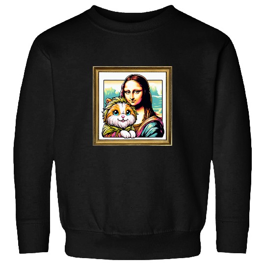 Lion Pet Humor Mona Lisa With Lionhead Rabbit Sweatshirts