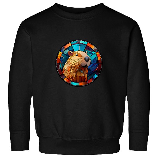 capybaras Pet Stained Glass Leadlight Artistic Design Sweatshirts