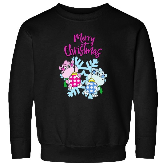 Hippo Pet Merry Christmas Balls Holiday Funny Hippo Snow Winter Sweatshirts