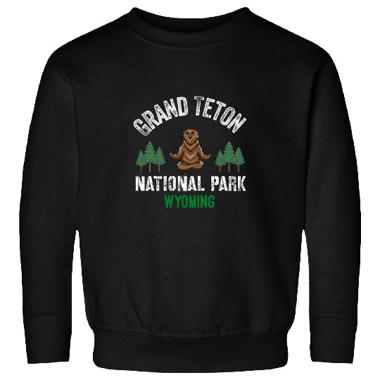 Bear Pet Grand Teton National Park Wyoming Bear Meditating WY Sweatshirts