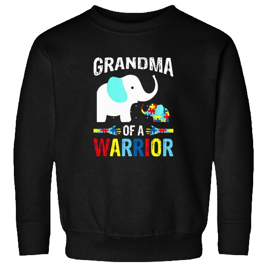 Elephant Pet Grandma Of A Warrior Puzzle Autism Awareness Kids Sweatshirts