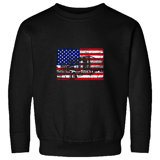 Mens Trucker American Flag Trucks Truck Driver Truckers America 1 Sweatshirts