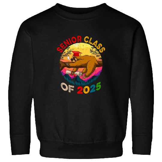 Sloth Pet Senior Class Of 2025 Sloth Sleeping Flowers Graduate Sweatshirts
