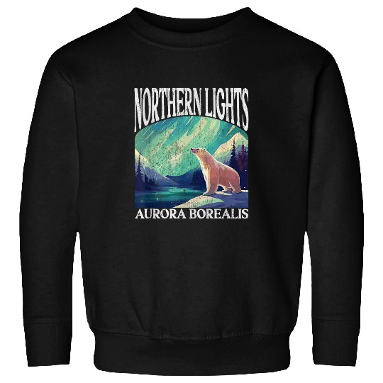 Bear Pet Northern Lights Aurora Borealis Polar Bear Sweatshirts