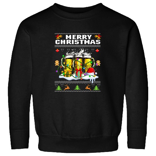 Beer Fun Beer Glass Santa Christmas Spirit Funny Drinking Beer Team Sweatshirts