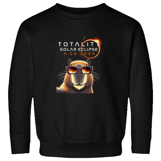 capybaras Pet Selfie With Totality Eclipse capybaras Lover Sweatshirts