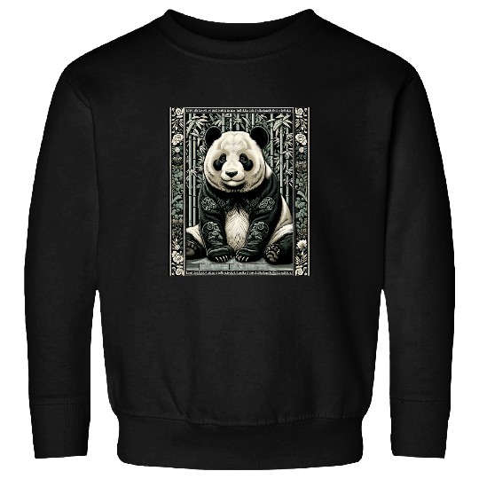Panda Pet Giant Panda Artwork Elegant Tapestry Motif Style Sweatshirts
