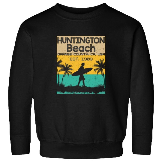 Huntington Beach Surf City Distressed vintages Novelty Sweatshirts