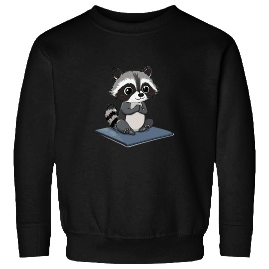 Raccoon Pet Using a Yoga Mat Sweatshirts