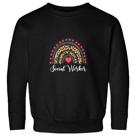 Social Worker Leopard BOHO Rainbow Social Work Sweatshirts