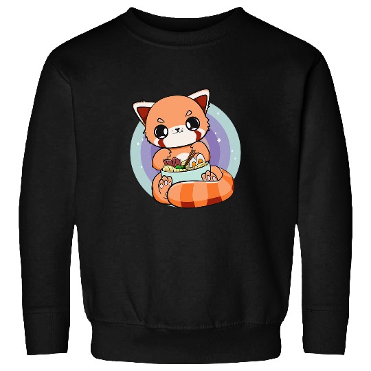 Panda Pet Red Panda Eating Ramen I Love Ramen Japanese Noodles Anime 1 Sweatshirts