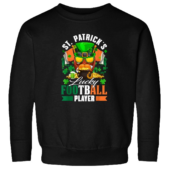Beer Fun St Patrick s Lucky Football Player Shamrock Glass Of Beer Sweatshirts