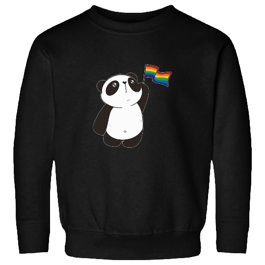 Panda Pet Lovely Panda Waving Rainbow Flag Lgbtq Lgbt Diversity Pride Sweatshirts